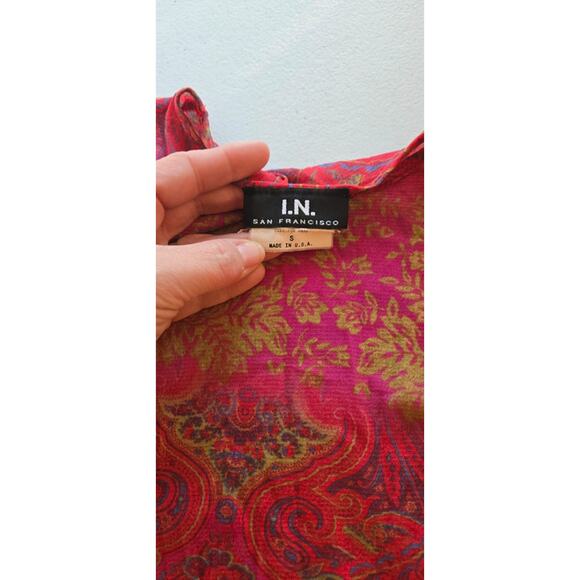 I.N. San Francisco vintage pink sheer printed long sleeve top small - Picture 6 of 6